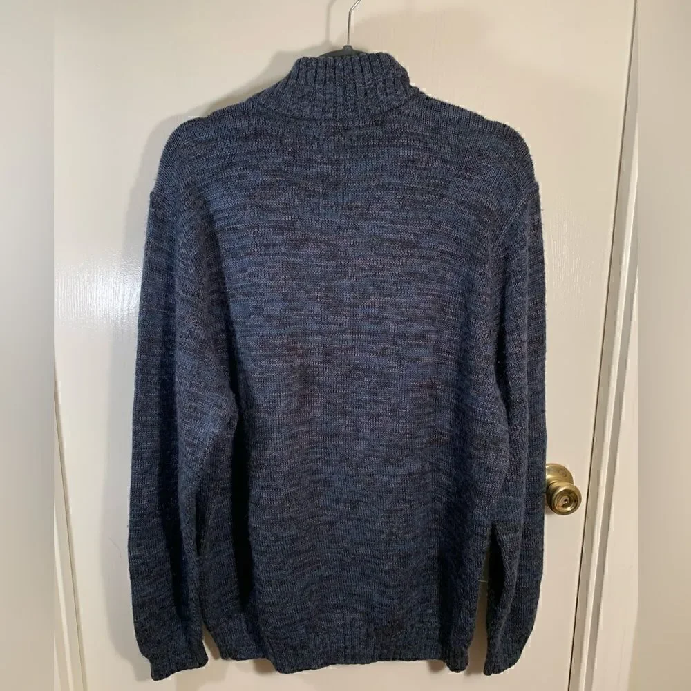 Lenor Romano GUC blue quarter zip pima cotton/alpaca blend sweater Size large